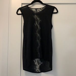Ellie tahari sheer black blouse XS